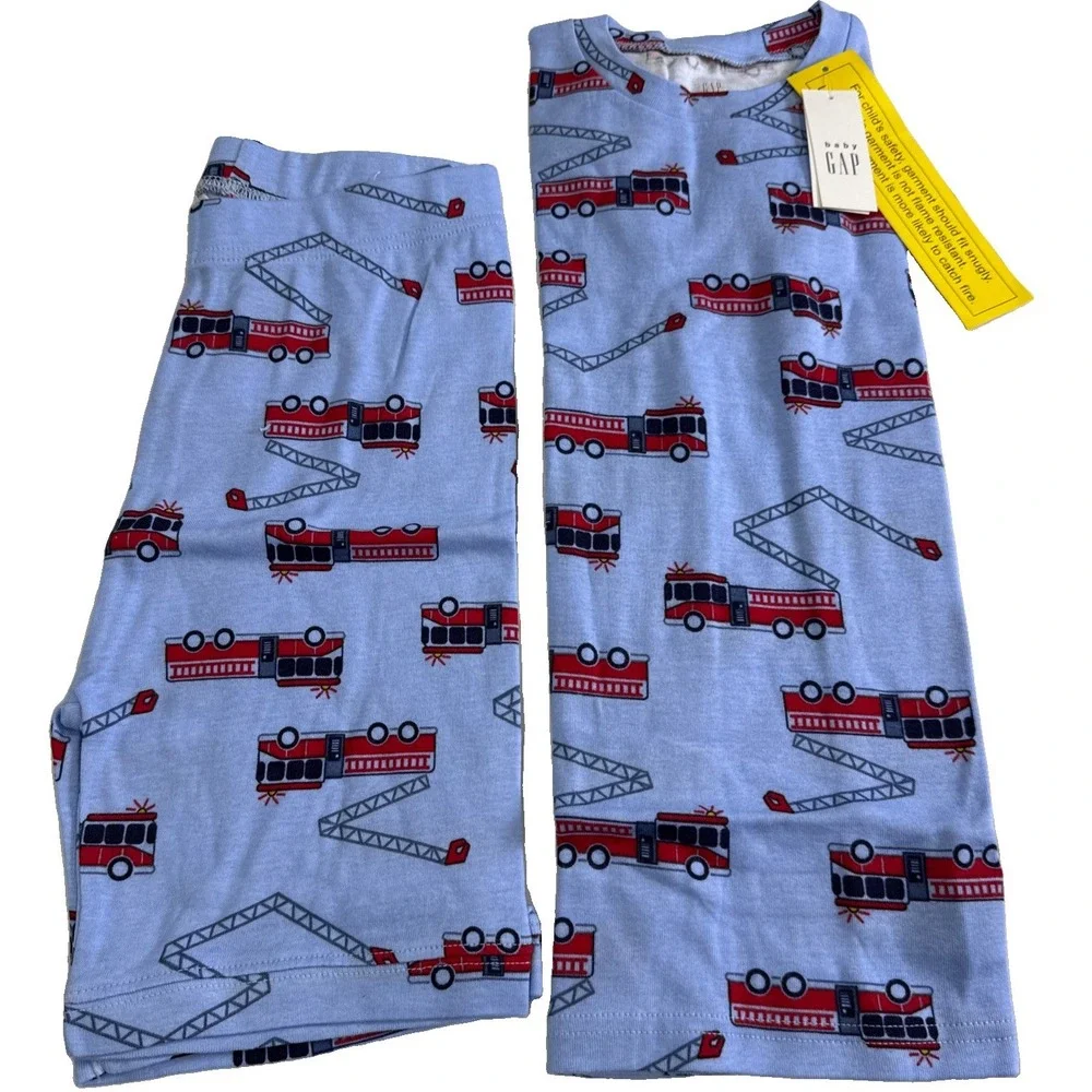 BABY GAP Fire Truck PJ'S pajamas sleepwear Short Sleeve and Bottoms NWT